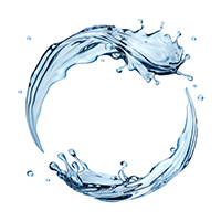 3d realistic water splashing round frame, aqua, clear liquid spl